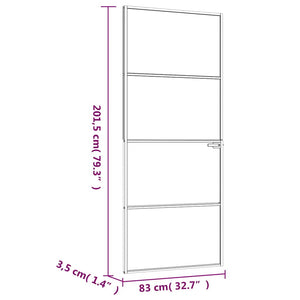 Εσωτερική Πόρτα Λευκή 83x201,5 εκ. Ψημένο Γυαλί&Λεπτό Αλουμίνιο - PAKOBAZAAR