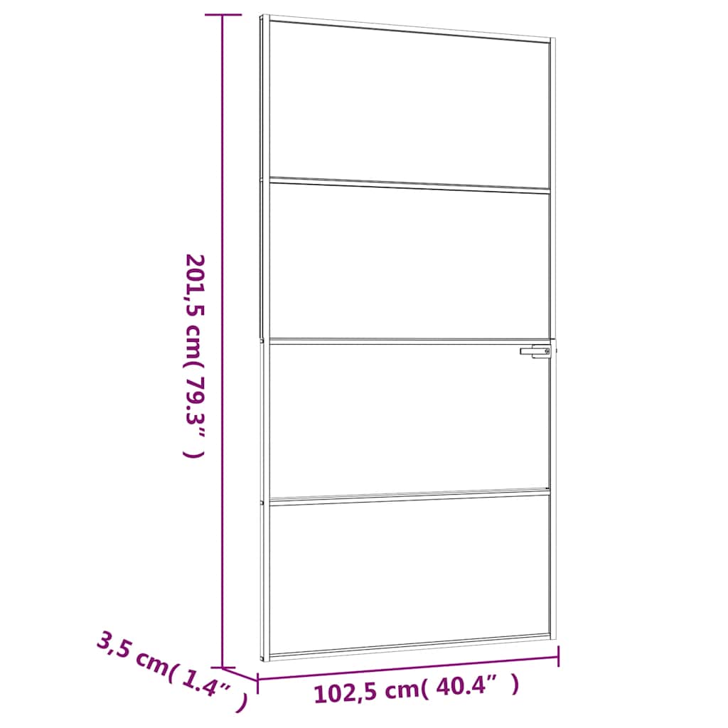 Εσωτερική Πόρτα Λευκή 102x201,5εκ. Ψημένο Γυαλί&Λεπτό Αλουμίνιο - Pakobazaar