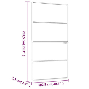 Εσωτερική Πόρτα Λευκή 102x201,5εκ. Ψημένο Γυαλί&Λεπτό Αλουμίνιο - Pakobazaar