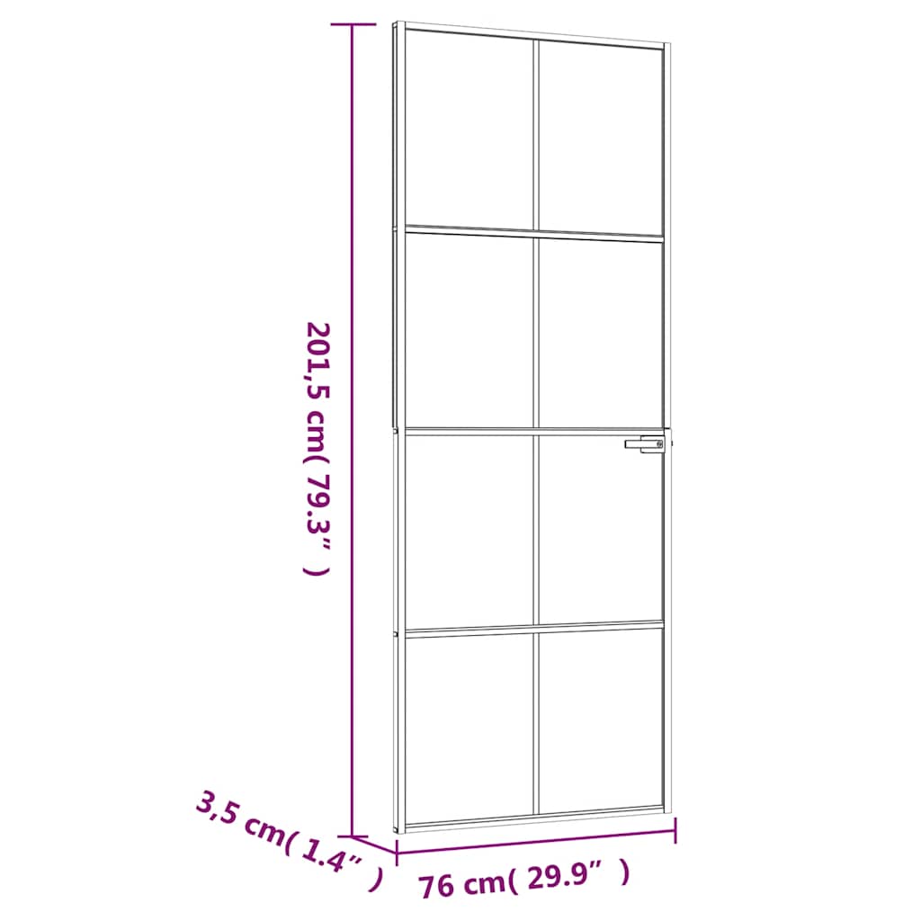 Εσωτερική Πόρτα Λευκή 76x201,5 εκ. Ψημένο Γυαλί&Λεπτό Αλουμίνιο