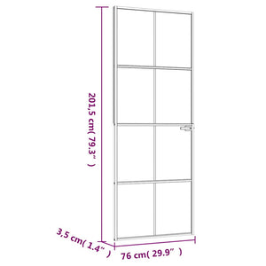 Εσωτερική Πόρτα Λευκή 76x201,5 εκ. Ψημένο Γυαλί&Λεπτό Αλουμίνιο