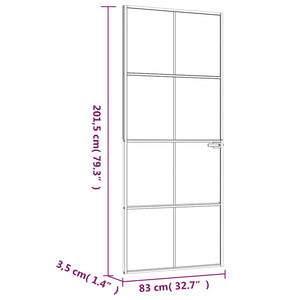 Εσωτερική Πόρτα Λευκή 83x201,5 εκ. Ψημένο Γυαλί&Λεπτό Αλουμίνιο - Pakobazaar