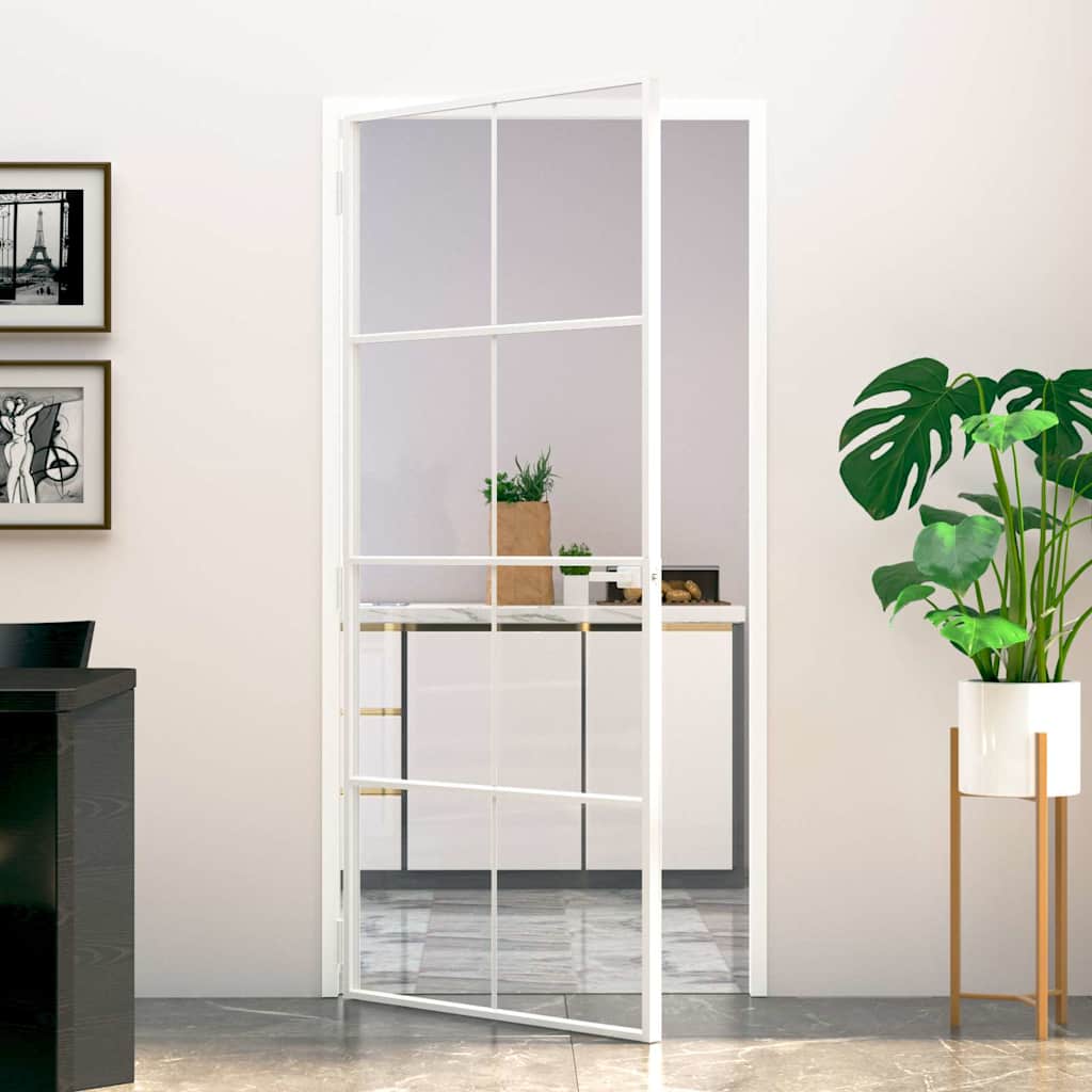 Εσωτερική Πόρτα Λευκή 93x201,5 εκ. Ψημένο Γυαλί&Λεπτό Αλουμίνιο - PAKOBAZAAR