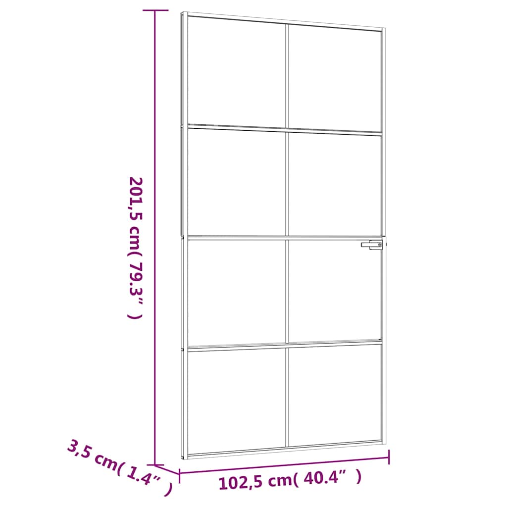 Εσωτερική Πόρτα Λευκή 102x201,5εκ. Ψημένο Γυαλί&Λεπτό Αλουμίνιο