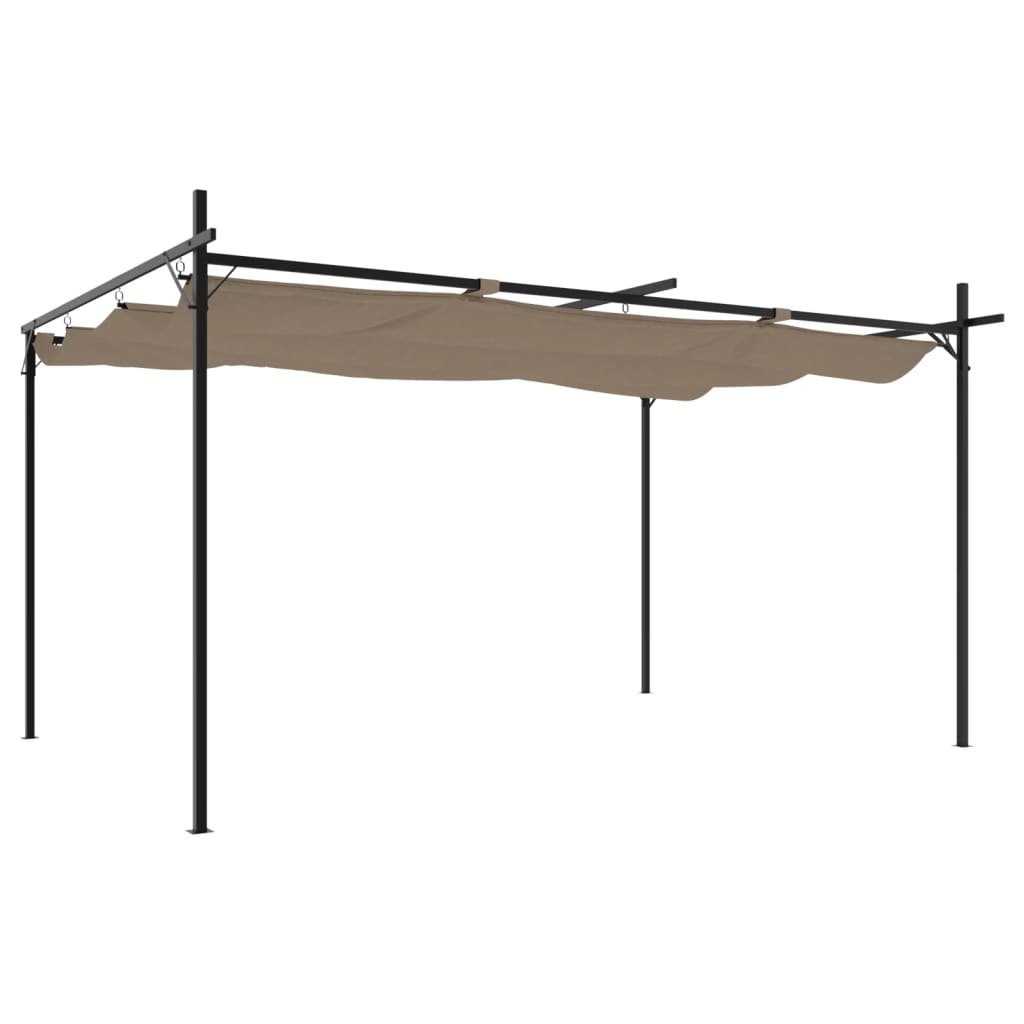 Πέργκολα με Πτυσσόμενη Οροφή Taupe 395 x 292 x 230 εκ.