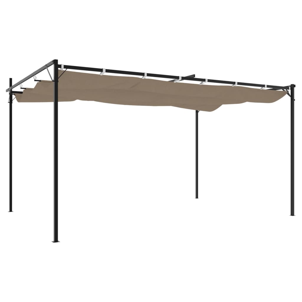 Πέργκολα με Πτυσσόμενη Οροφή Taupe 395 x 292 x 230 εκ.