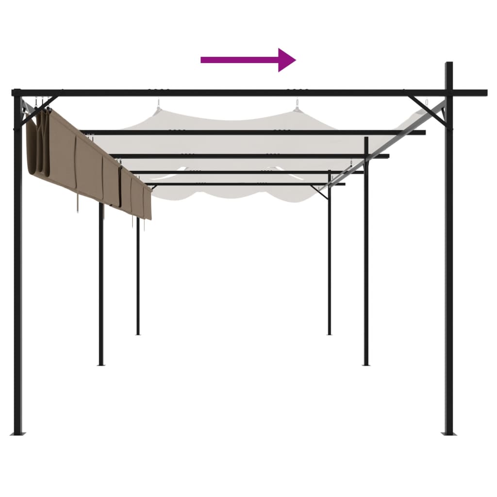 Πέργκολα με Πτυσσόμενη Οροφή Taupe 589 x 292 x 230 εκ.