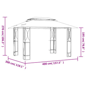 Κιόσκι με Οροφή Ανθρακί 400 x 300 x 270 εκ. από Ατσάλι