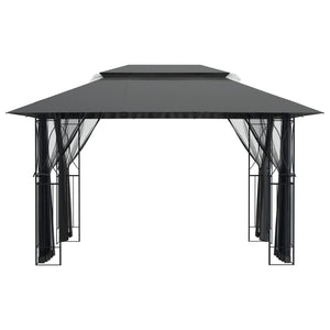 Κιόσκι με Πλευρικά Τοιχώματα Ανθρακί 400x300x270 εκ. από Ατσάλι
