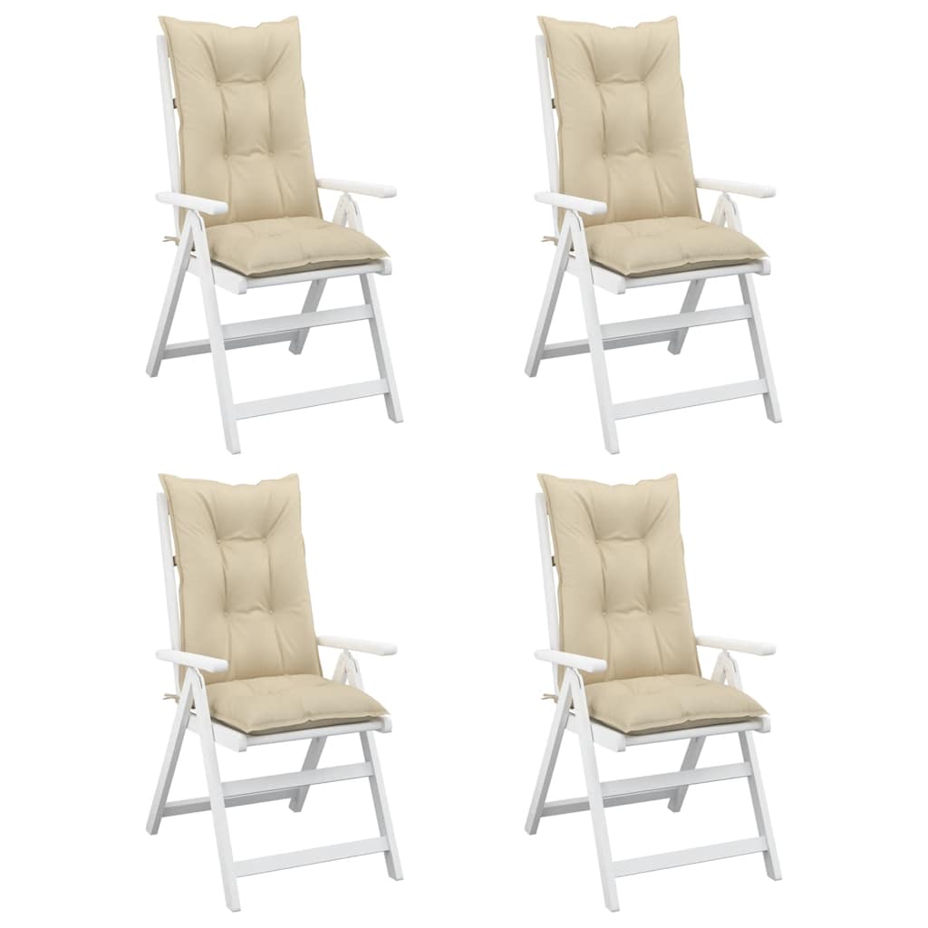 Μαξιλάρια Καρέκλας Κήπου με Πλάτη 4 τεμ. Μπεζ 120x50x7 εκ.