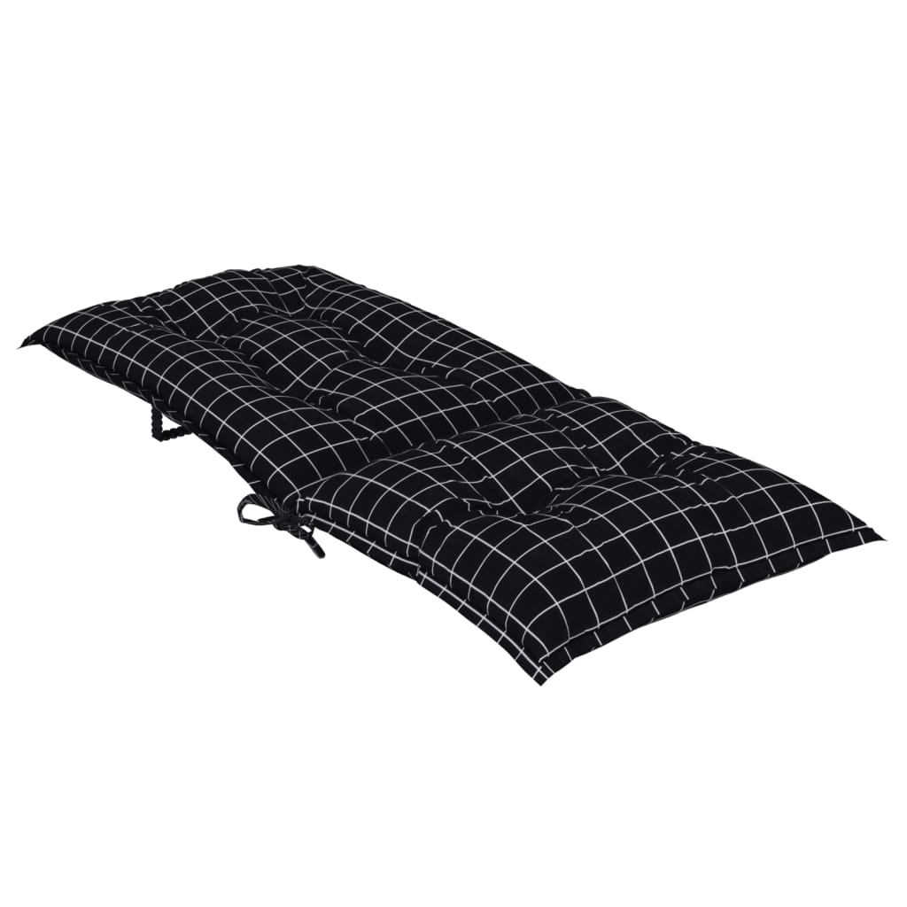 Μαξιλάρια Καρέκλας 4 τεμ. Μαύρο Καρό 120x50x7 εκ. Υφασμάτινα - Pakobazaar