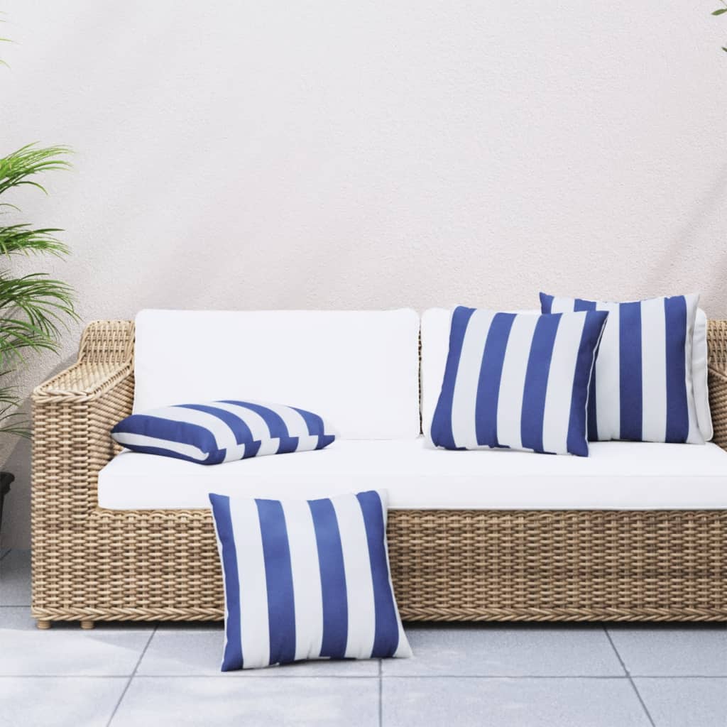 Μαξιλάρια Διακοσμητικά 4 τεμ. Μπλε & Λευκό 40x40 εκ. Υφασμάτινα - Pakobazaar