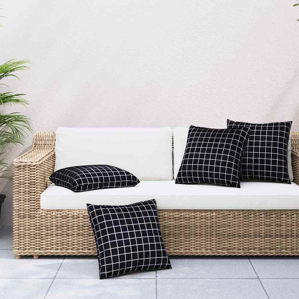 Διασκορπισμένα Μαξιλάρια Καρό 4 pcs Μαύρη Καρώ 50 x 50 cm - Pakobazaar