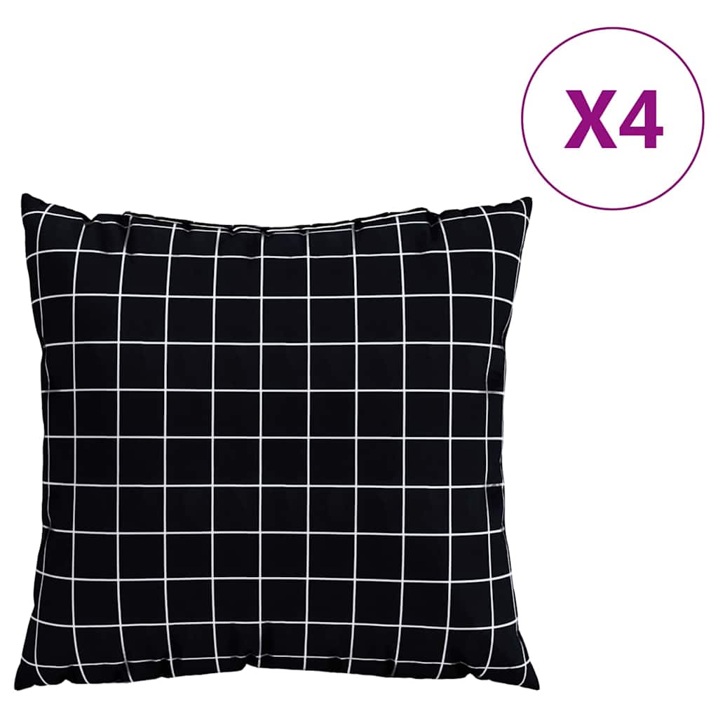 Διασκορπισμένα Μαξιλάρια Καρό 4 pcs Μαύρη Καρώ 50 x 50 cm - Pakobazaar