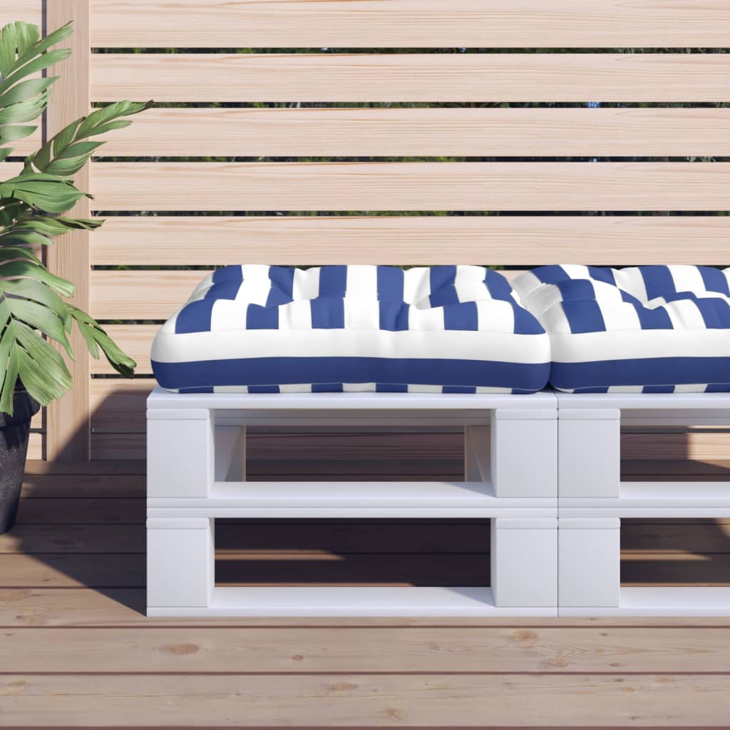 Μαξιλάρι Παλέτας Μπλε & Λευκό Ριγέ 60 x 60 x 12 εκ. Υφασμάτινο - Pakobazaar