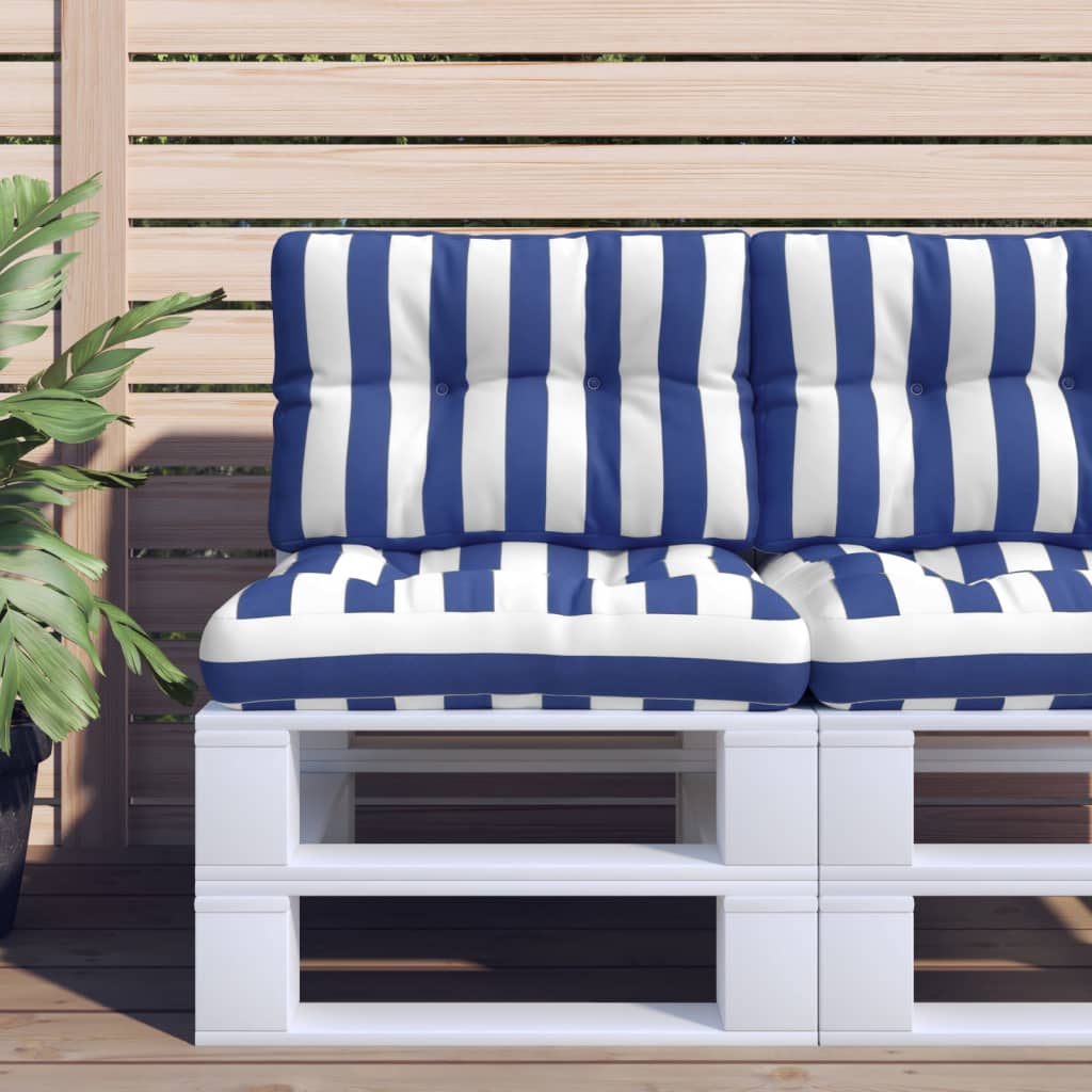 Μαξιλάρι Παλέτας Μπλε & Λευκό Ριγέ 50 x 40 x 12 εκ. Υφασμάτινο - Pakobazaar