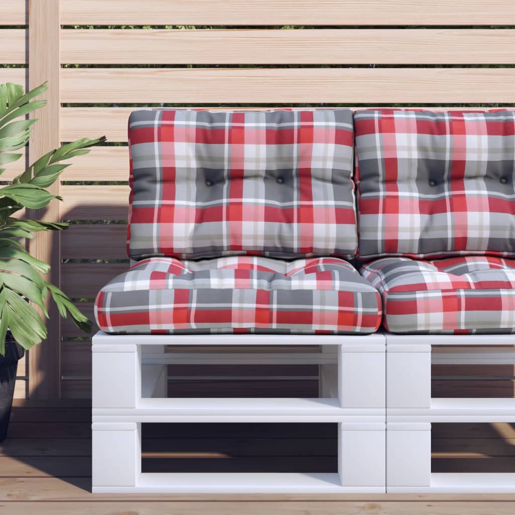 Μαξιλάρι Παλέτας Κόκκινο Καρό 60 x 40 x 12 εκ. Υφασμάτινο - Pakobazaar