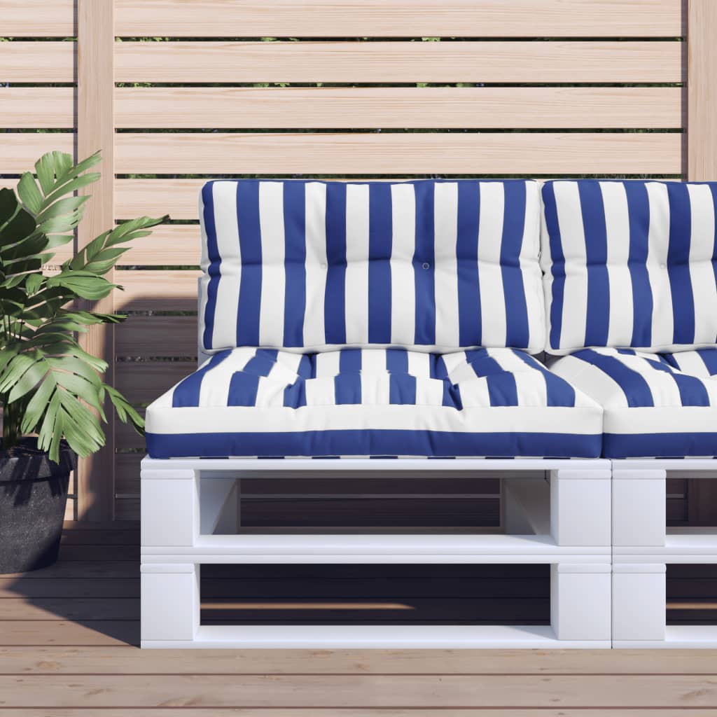 Μαξιλάρι Παλέτας Μπλε & Λευκό Ριγέ 80 x 40 x 12 εκ. Υφασμάτινο - Pakobazaar