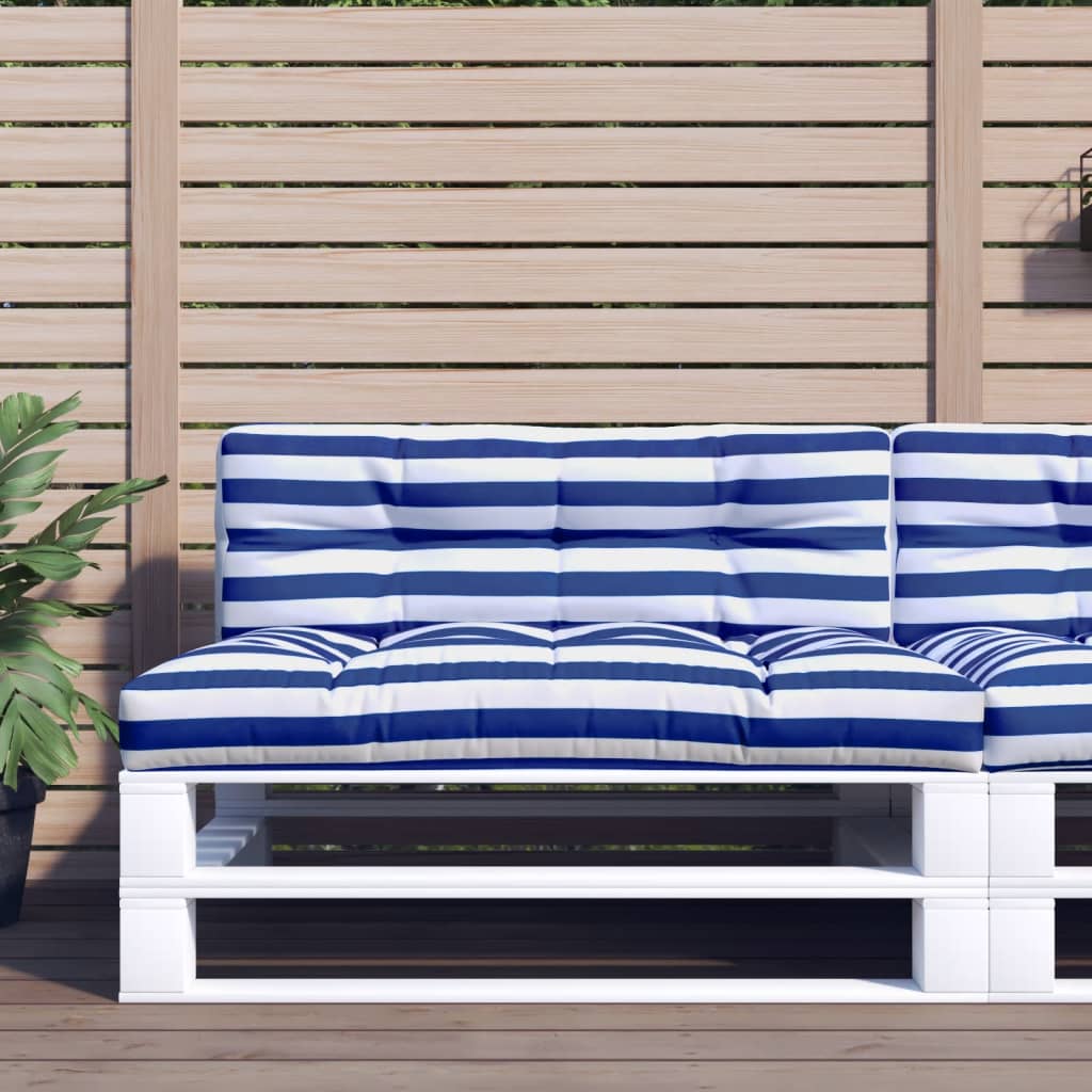 Μαξιλάρι Παλέτας Μπλε & Λευκό Ριγέ 120 x 40 x 12 εκ. Υφασμάτινο - Pakobazaar