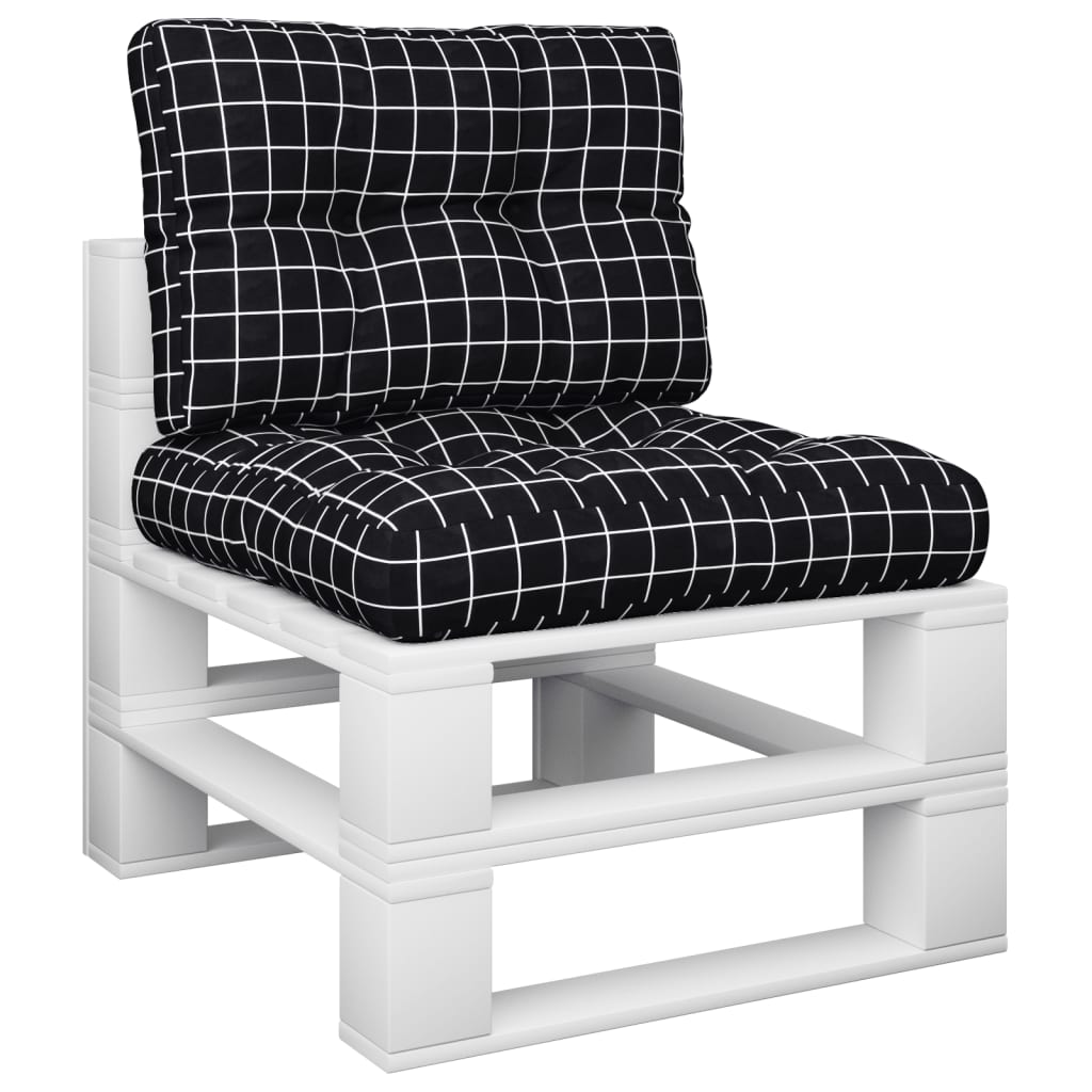 Μαξιλάρια Παλέτας 2 τεμ. Μαύρο Καρό Υφασμάτινα - Pakobazaar