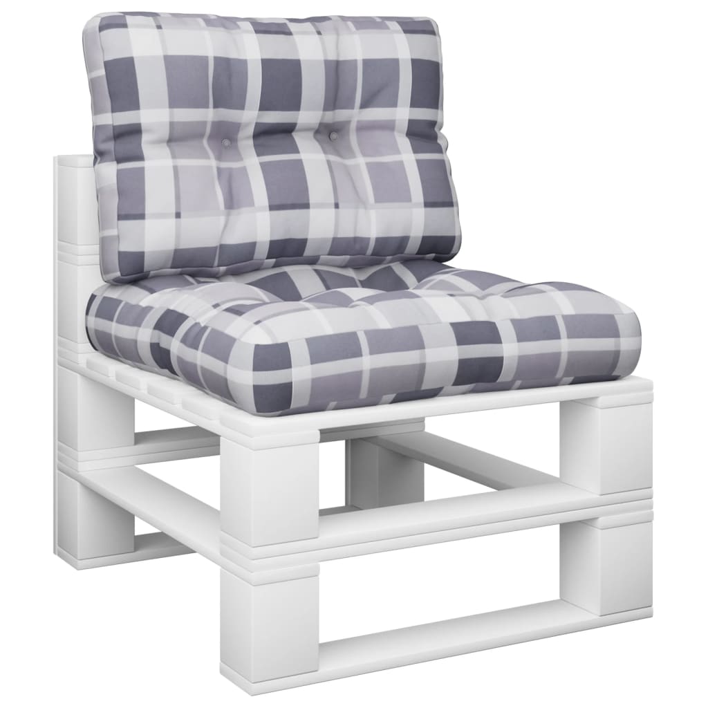 Μαξιλάρια Παλέτας 2 τεμ. Γκρι Καρό Υφασμάτινα - Pakobazaar