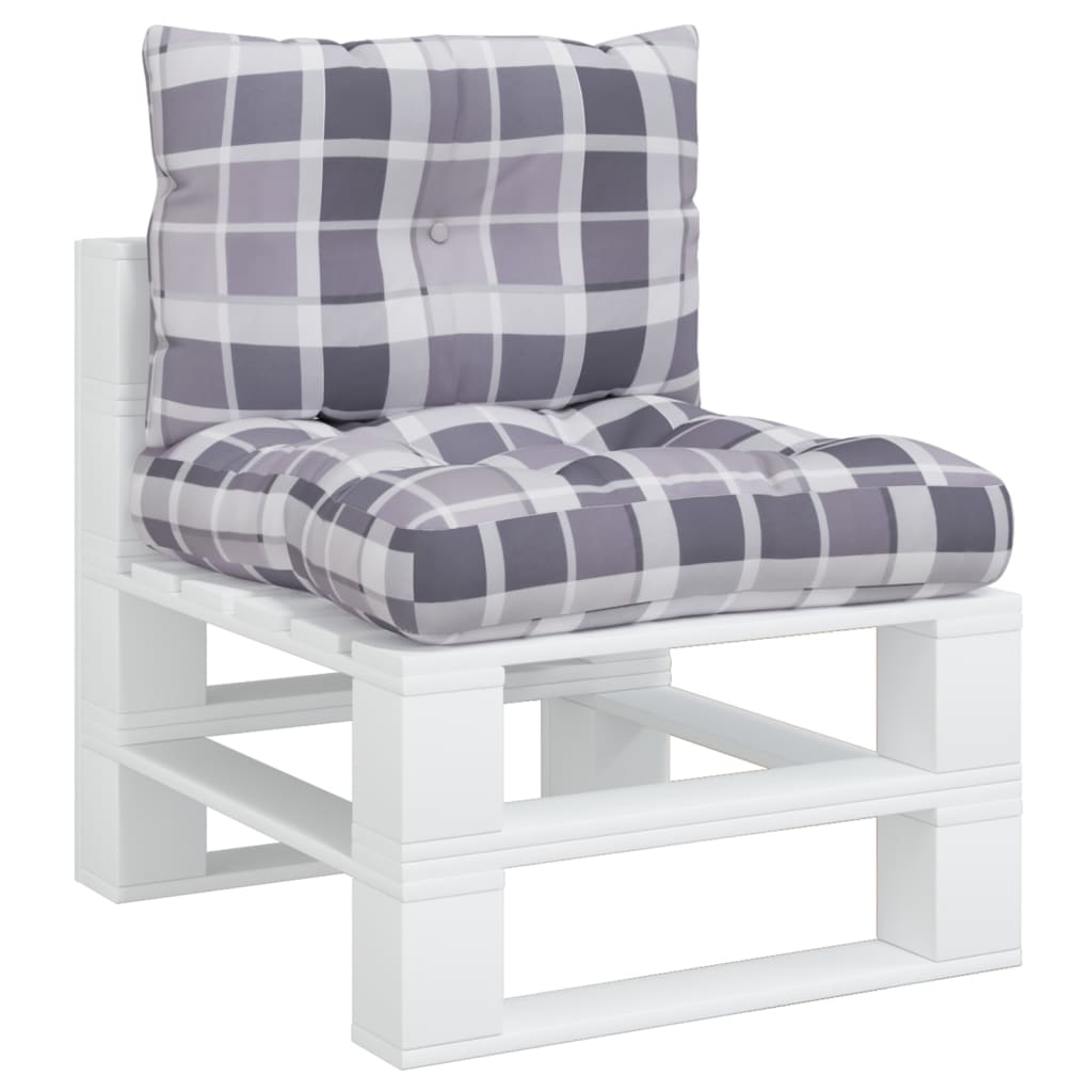 Μαξιλάρια Παλέτας 2 τεμ. Γκρι Καρό Υφασμάτινα - Pakobazaar