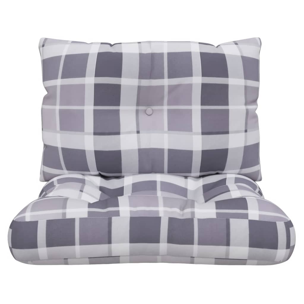Μαξιλάρια Παλέτας 2 τεμ. Γκρι Καρό Υφασμάτινα - Pakobazaar