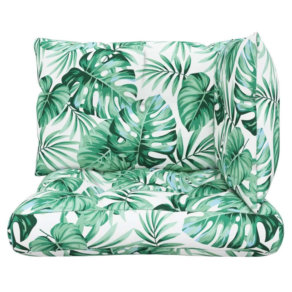 Μαξιλάρια Παλέτας 3 τεμ. Σχέδιο Φύλλων Υφασμάτινα - Pakobazaar