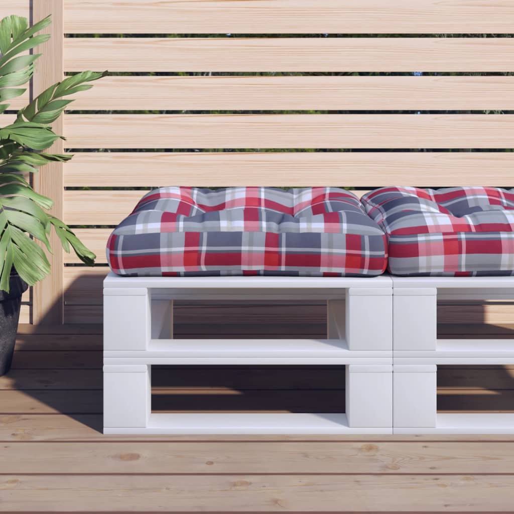 Μαξιλάρι Παλέτας Κόκκινα Καρό 58 x 58 x 10 εκ. από Ύφασμα - Pakobazaar