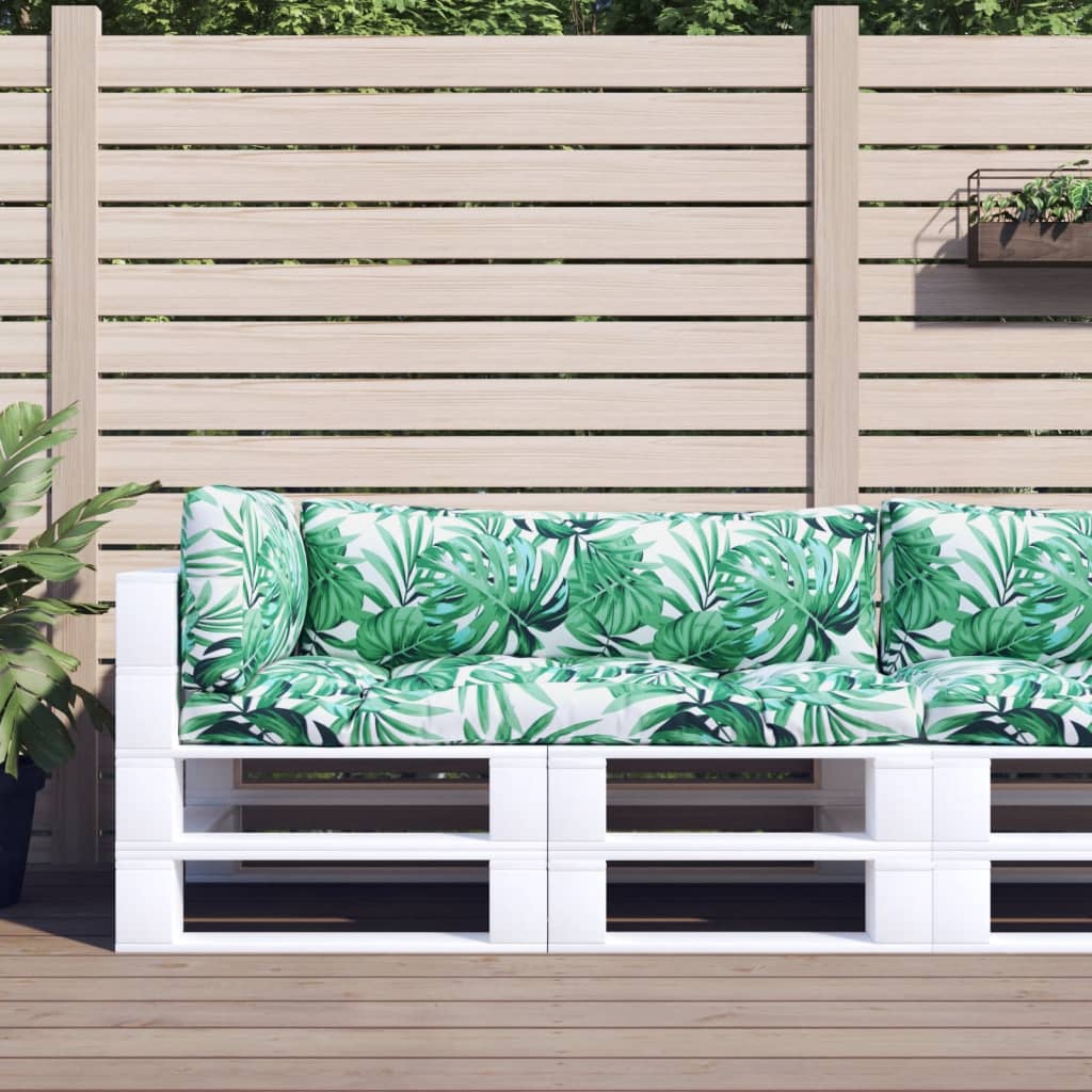 Μαξιλάρια Παλέτας 3 τεμ. Σχέδιο Φύλλων Υφασμάτινα - Pakobazaar