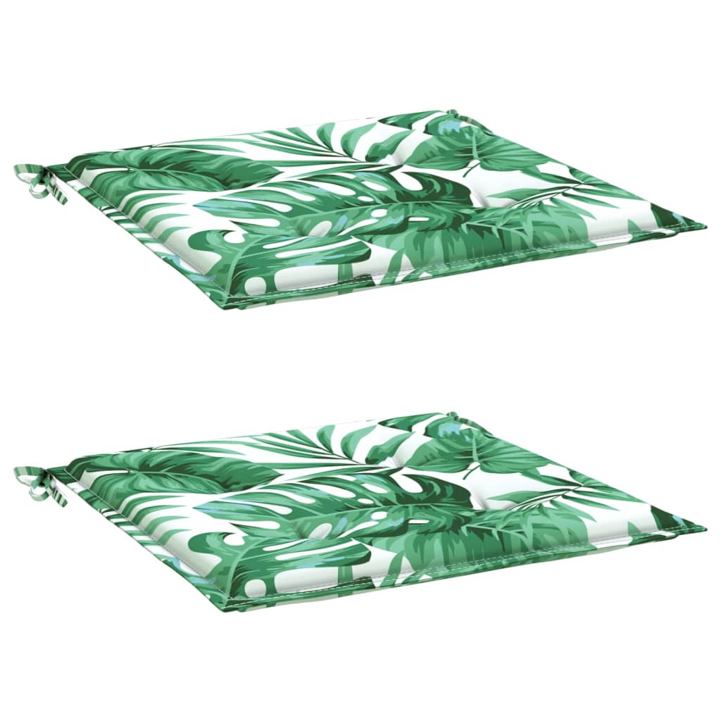 Μαξιλάρια Καρέκλας 2 τεμ. Σχέδιο Φύλλων 40x40x4 εκ. Υφασμάτινα