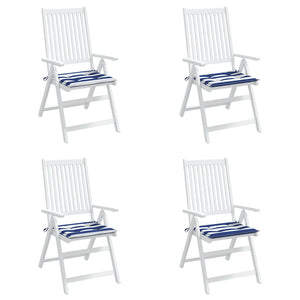 Μαξιλάρια Καρέκλας 4 τεμ. Μπλε/Λευκό Ριγέ 40x40x3 εκ Υφασμάτινα