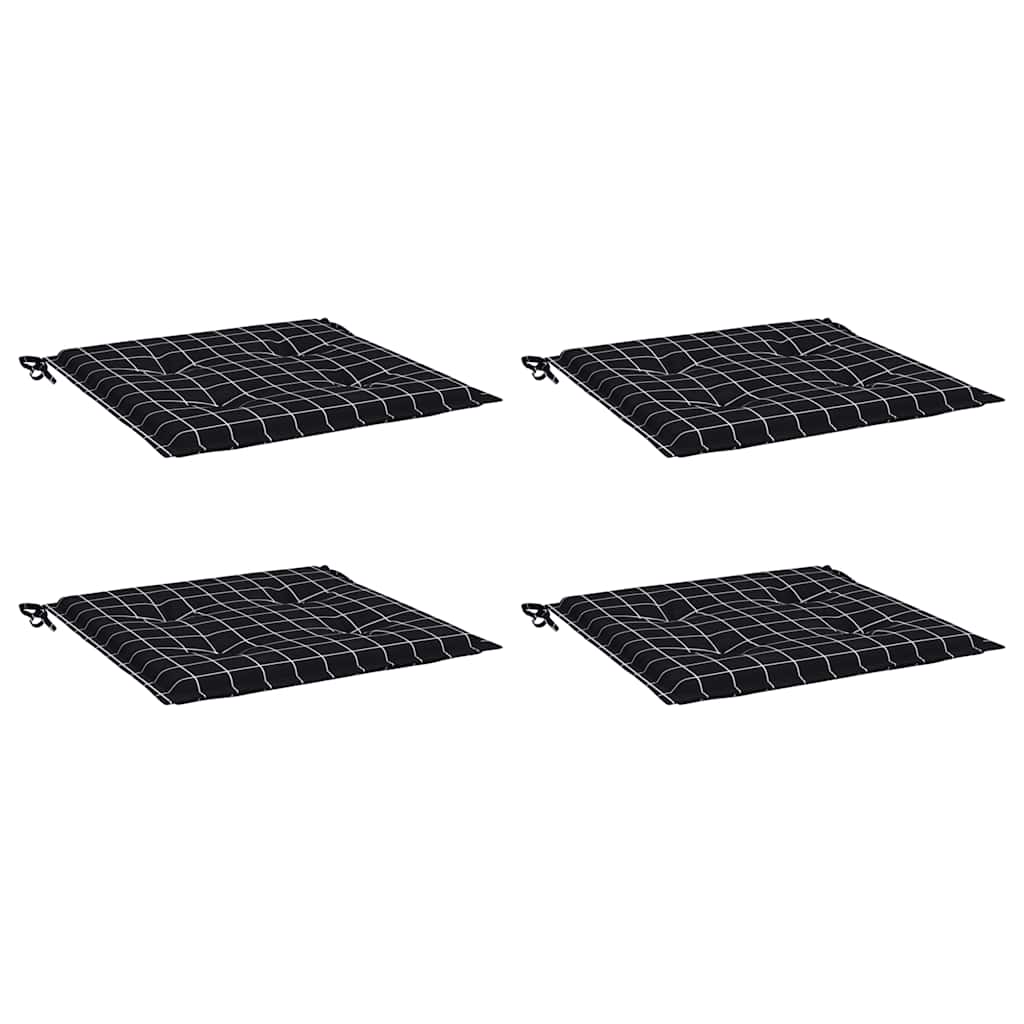 Μαξιλάρια Καρέκλας 4 τεμ. Μαύρο Καρό 40 x 40 x 4 εκ. Υφασμάτινα - Pakobazaar