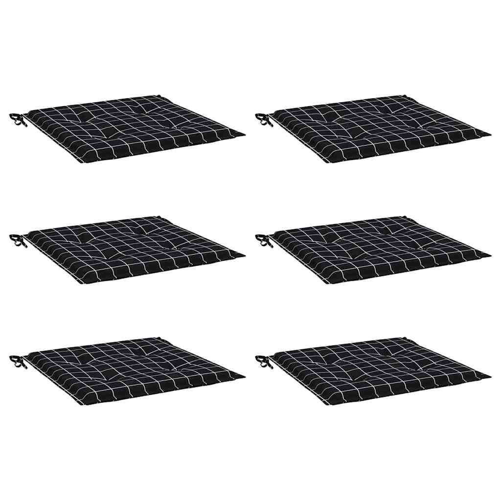 Μαξιλάρια Καρέκλας 6 τεμ. Μαύρο Καρό 40 x 40 x 4 εκ. Υφασμάτινα - Pakobazaar