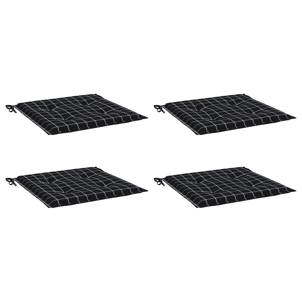 Μαξιλάρια Καρέκλας 4 τεμ. Μαύρο Καρό 50 x 50 x 4 εκ. Υφασμάτινα - Pakobazaar