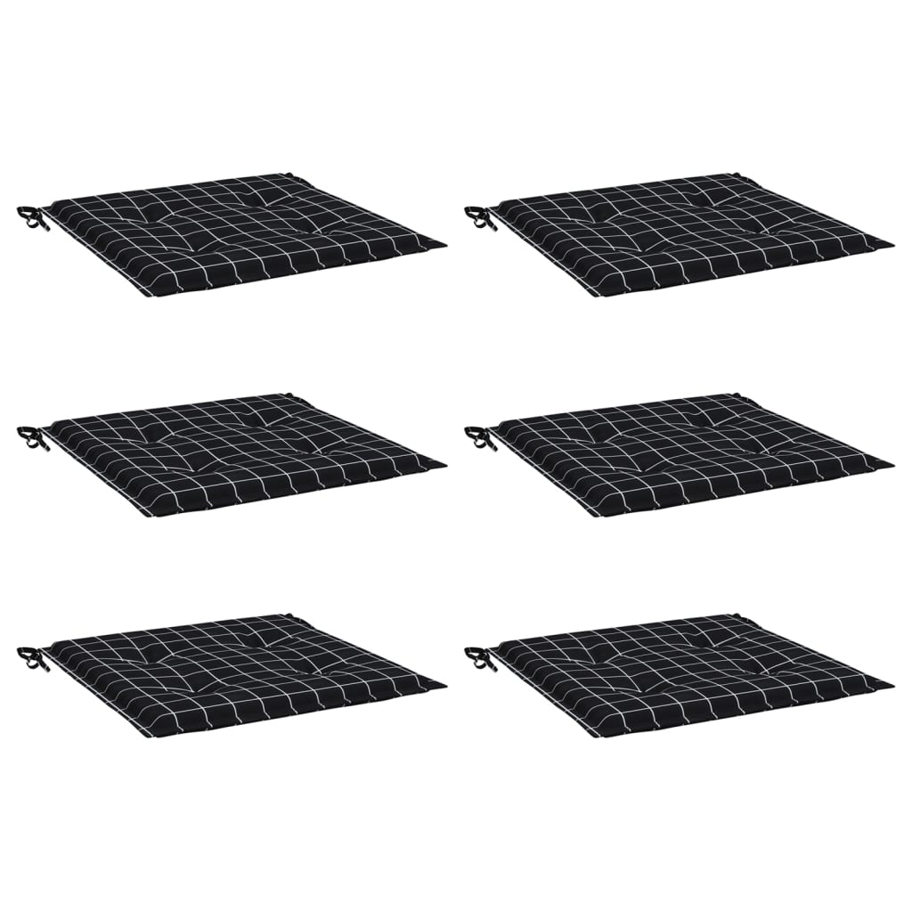 Μαξιλάρια Καρέκλας 6 τεμ. Μαύρο Καρό 50 x 50 x 4 εκ. Υφασμάτινα - Pakobazaar
