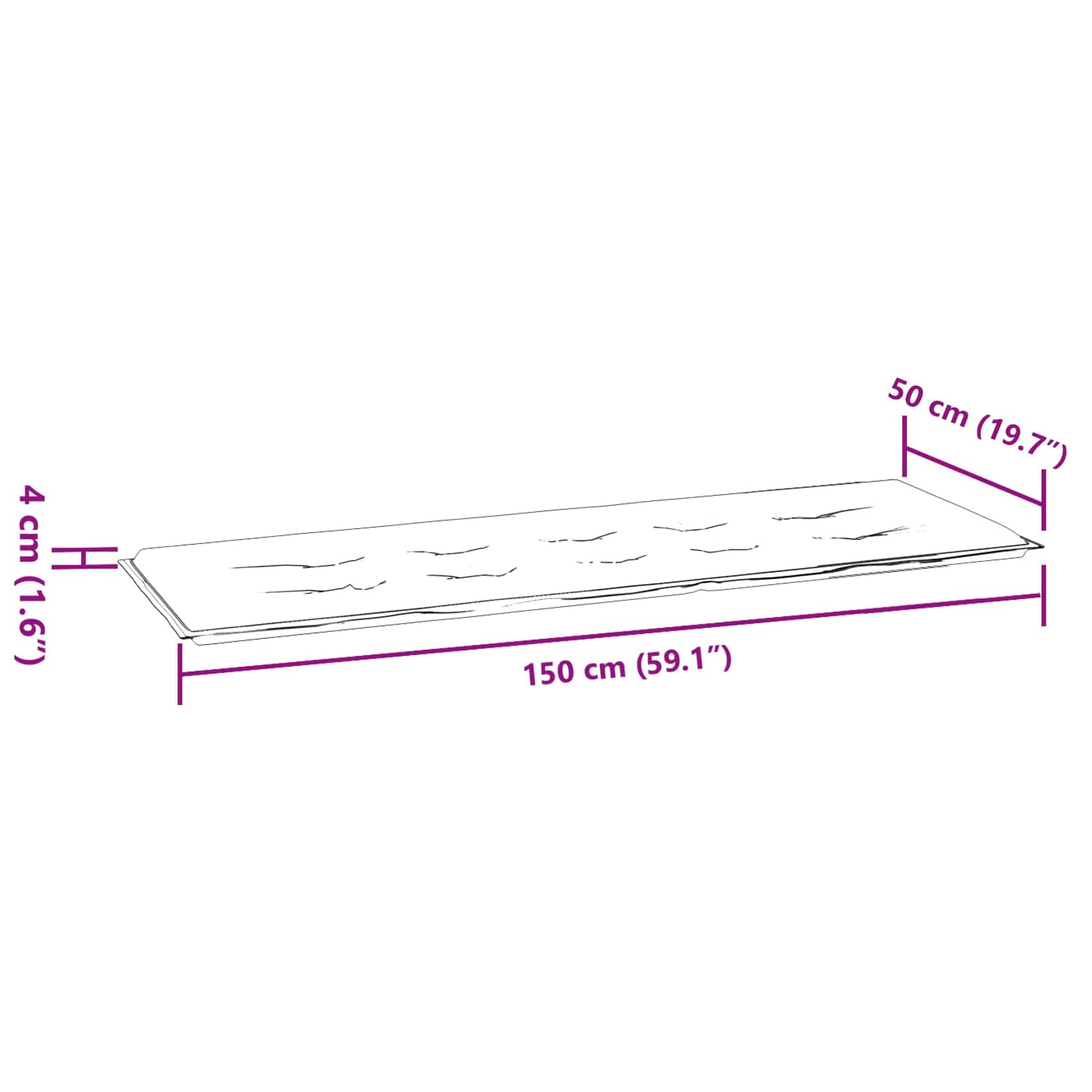 Pad για Παγκάκι Μοτίβο φύλλων 150 x 50 x 3 cm Ύφασμα Όξφορντ
