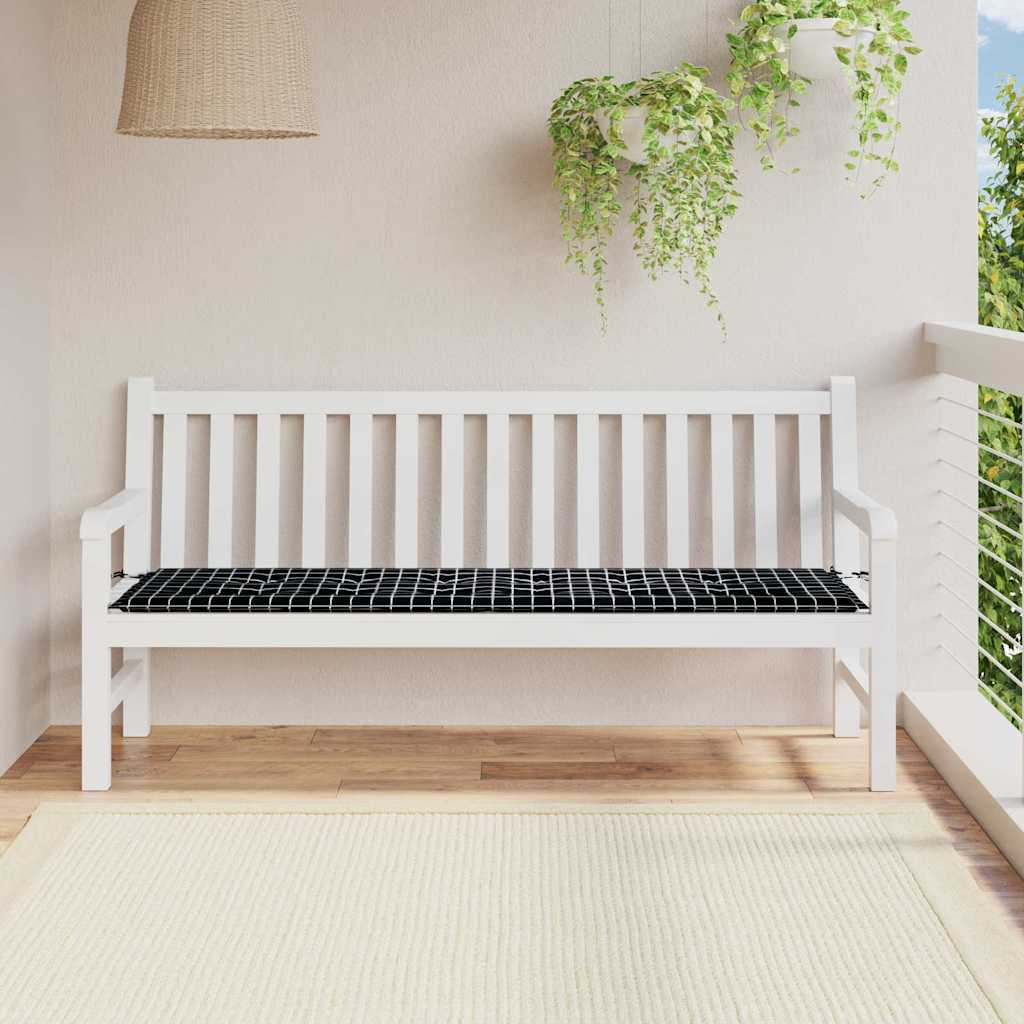 Pad για Παγκάκι Ύφασμα Όξφορντ Μαύρη Καρώ 150 x 50 x 3 cm