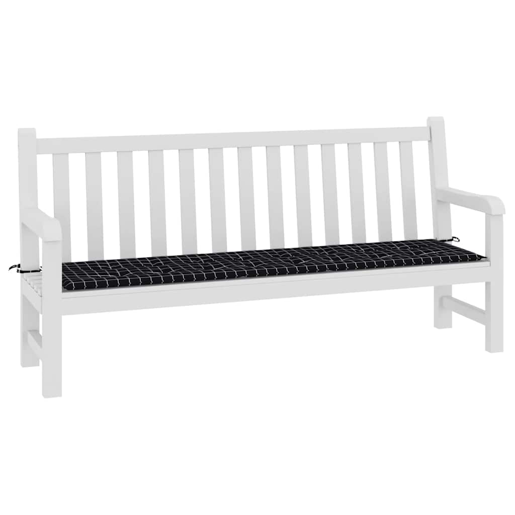 Μαξιλάρι Πάγκου Μαύρο Καρό 200x50x4 εκ. Ύφασμα Oxford