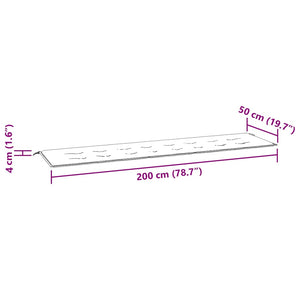 Μαξιλάρι Πάγκου Μαύρο Καρό 200x50x3 εκ. Ύφασμα Oxford