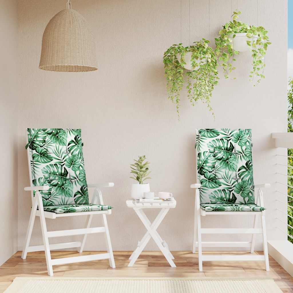 Μαξιλάρια Καρέκλας με Ψηλή Πλάτη 2 τεμ Σχέδιο Φύλλων Υφασμάτινα