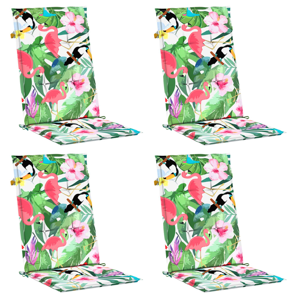 Μαξιλάρια Καρέκλας με Ψηλή Πλάτη 4 τεμ. Πολύχρωμα Υφασμάτινα