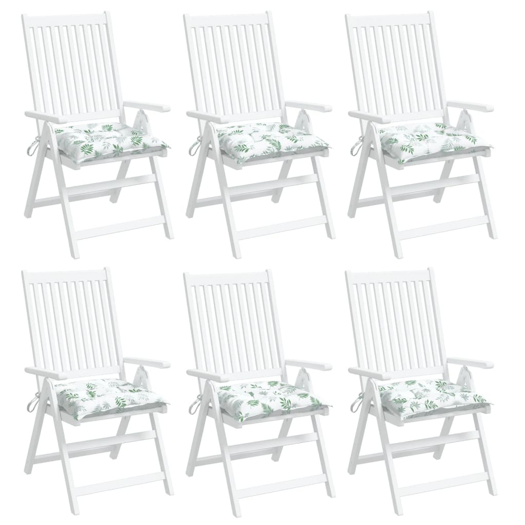 Μαξιλάρια Καρέκλας 6 τεμ. Σχέδιο Φύλλων 40x40x7 εκ. Υφασμάτινα