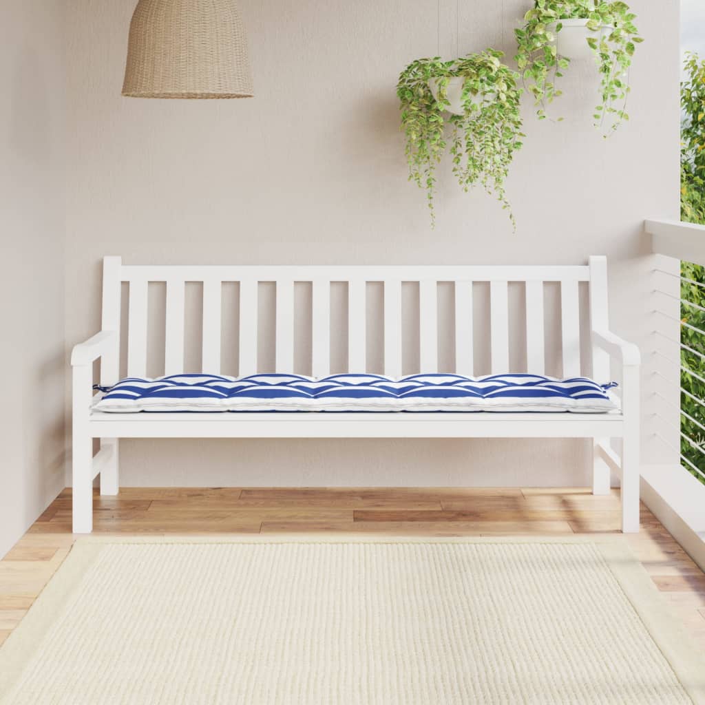 Μαξιλάρι Πάγκου Κήπου Μπλε&Λευκό Ριγέ 180x50x7 εκ Ύφασμα Oxford