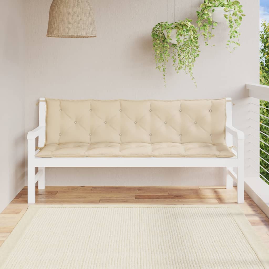 Μαξιλάρια Πάγκου Κήπου 2 τεμ. Μπεζ 180x50x7cm Ύφασμα Oxford - Pakobazaar