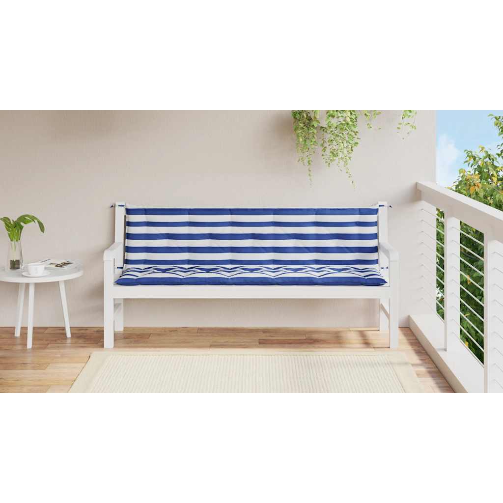 Μαξιλάρια Πάγκου Κήπου 2 τμχ Μπλε & Λευκό Ριγέ Ύφασμα Oxford