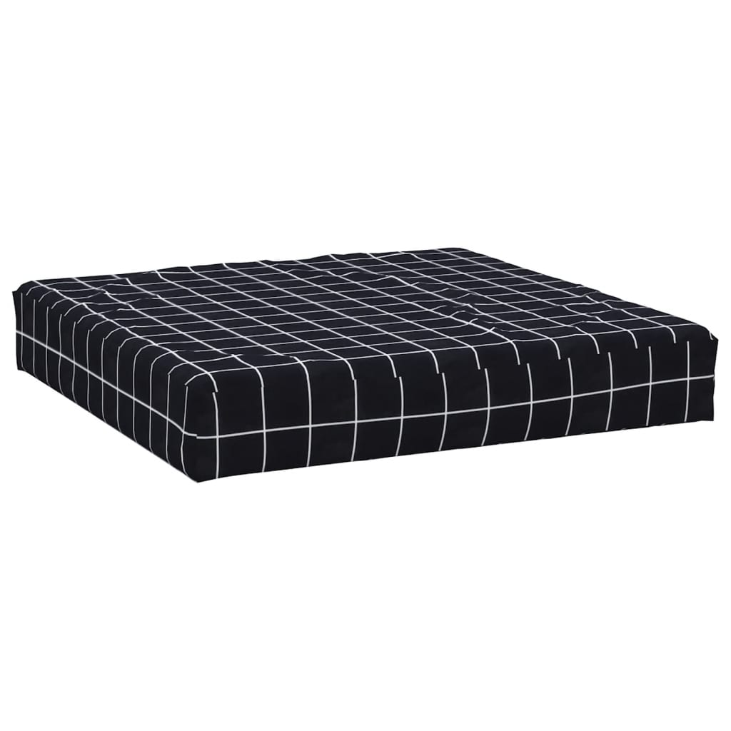 Μαξιλάρι Παλέτας Μαύρο Καρό 60 x 60 x 8 εκ. Ύφασμα Oxford - Pakobazaar