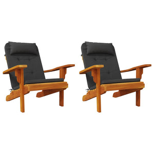 Μαξιλάρια Καρέκλας Adirondack 2 τεμ. Μαύρα από Ύφασμα Oxford