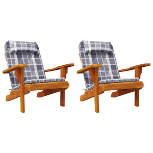 Μαξιλάρια Καρέκλας Adirondack 2 τεμ. Γκρι Καρό Ύφασμα Oxford - Pakobazaar