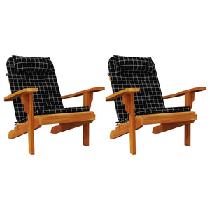 Μαξιλάρια Καρέκλας Adirondack 2 τεμ. Μαύρο Καρό Ύφασμα Oxford - Pakobazaar